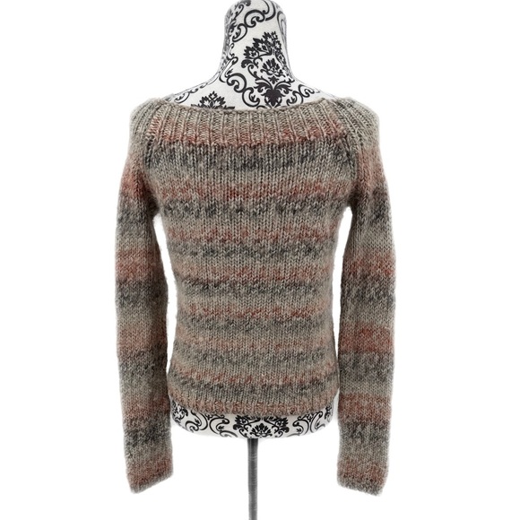 The Limited Striped Gray, Tan and Pink Fuzzy Sweater - Picture 4 of 8